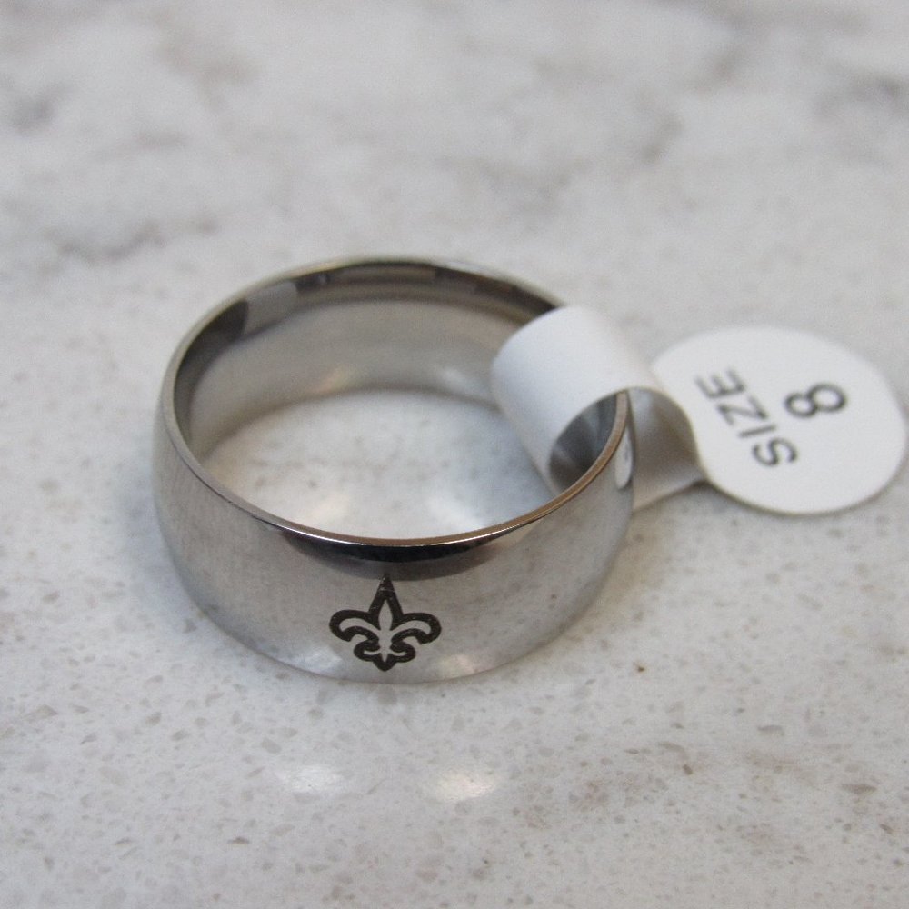 NFL New Orleans Saints Steel Ring Size 8